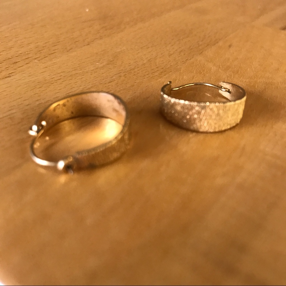 Gold Hoop Earnings with Bark Texture