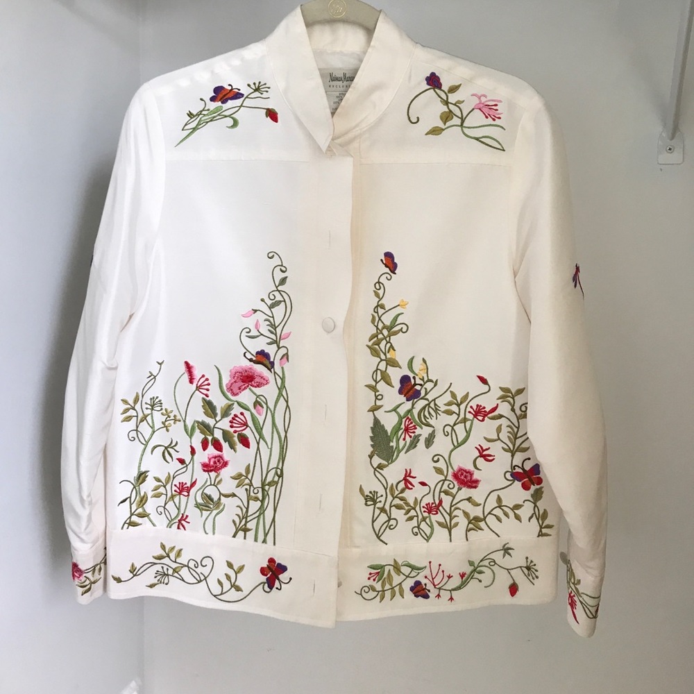 White silk jacket. NEVER WORN!