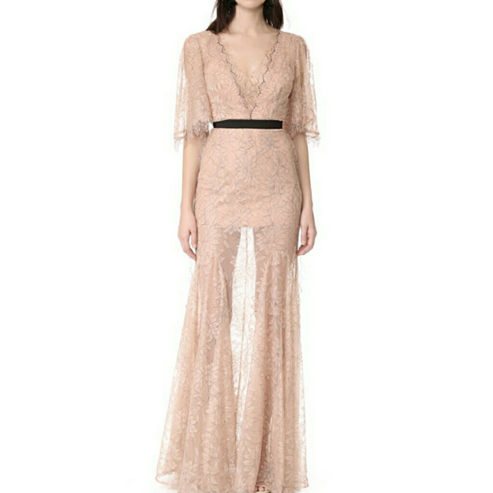 Sheer Floral Nude Dress