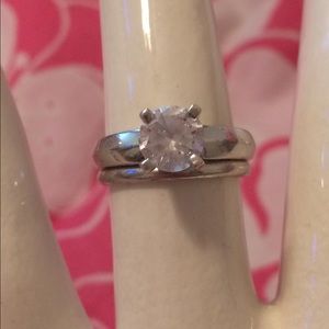 Sterling Silver Diamond wedding set stamped 925