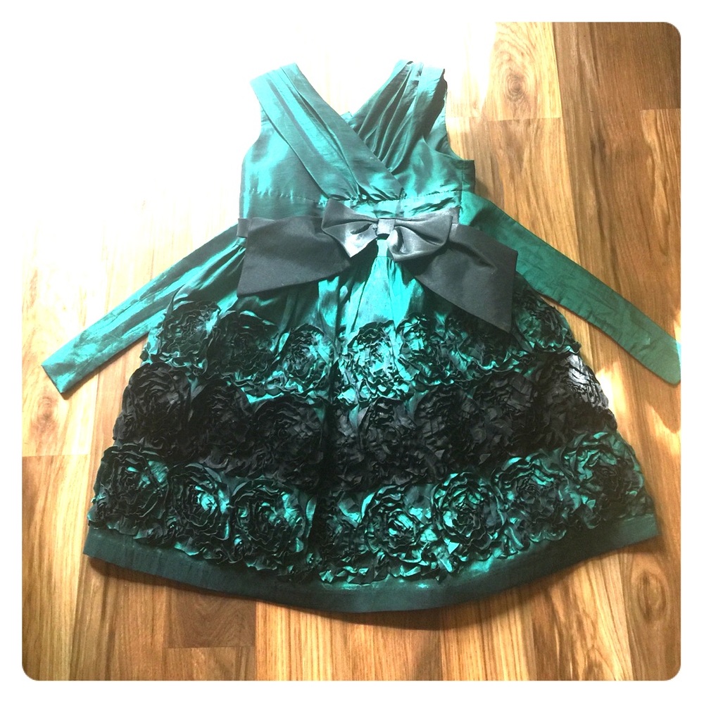 Girls green and black formal dress