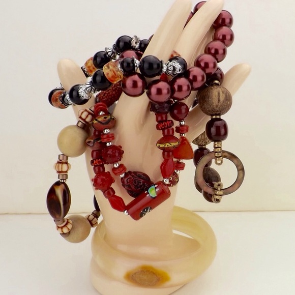 vintage Jewelry - vintage jewelry lot 6 bracelets stackable beaded