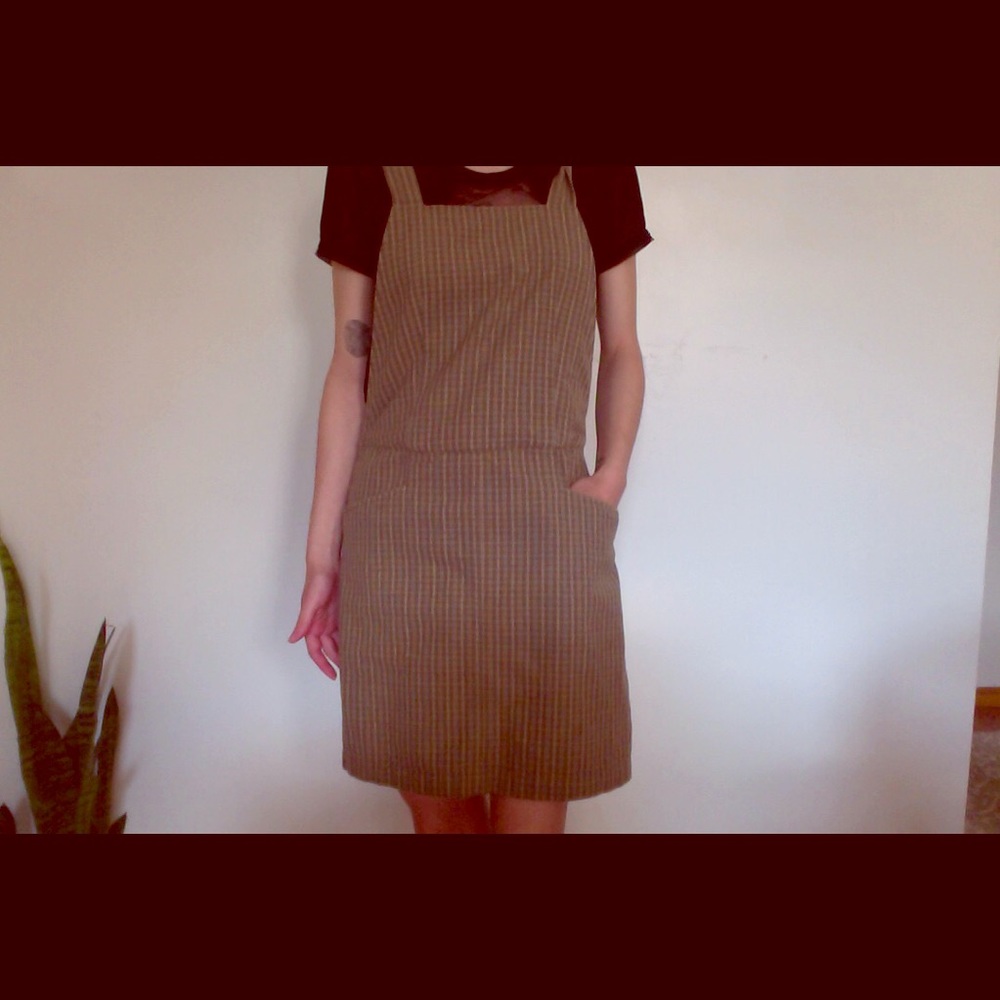 Vintage plaid overall mini dress