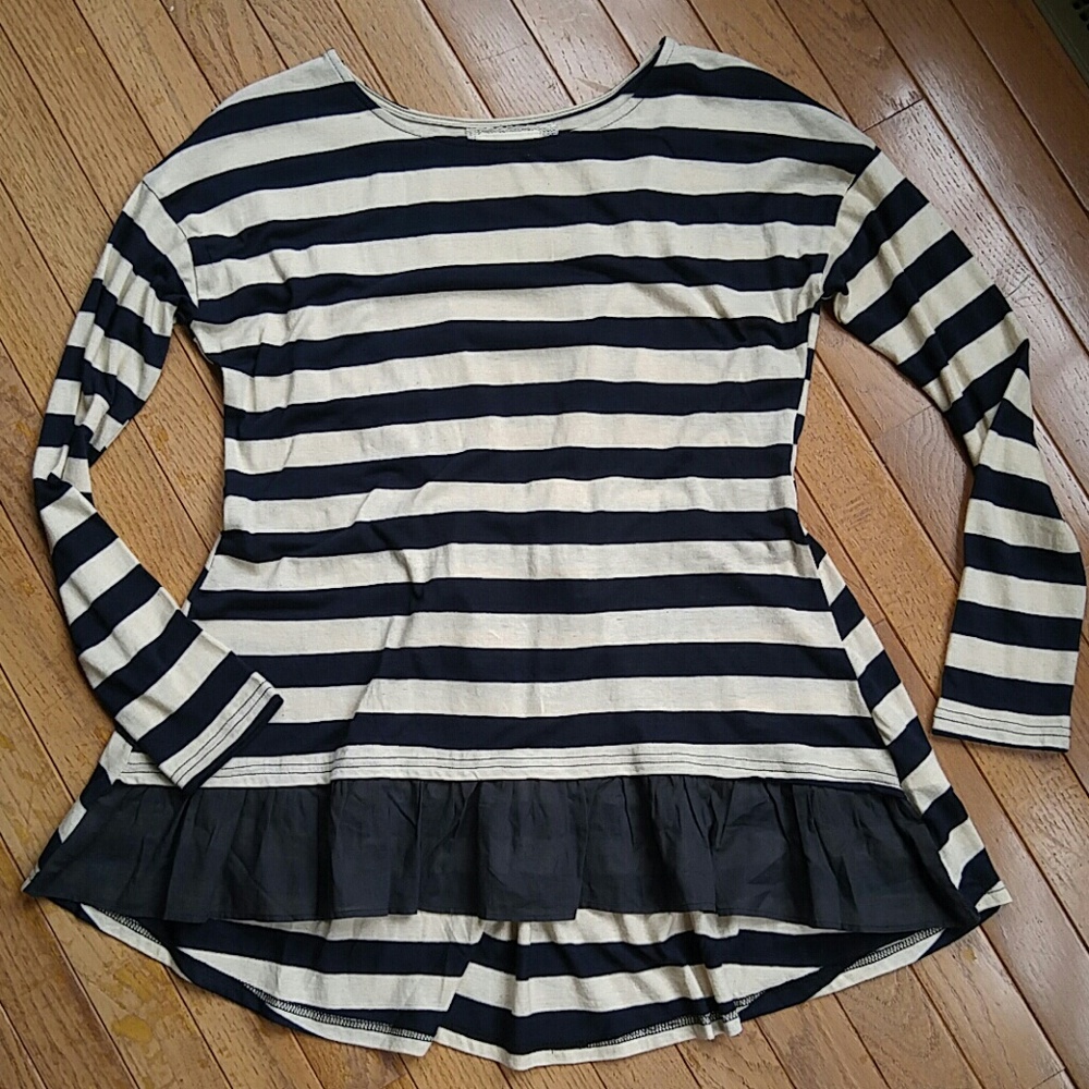 Stripe and Ruffle Tie-back Top