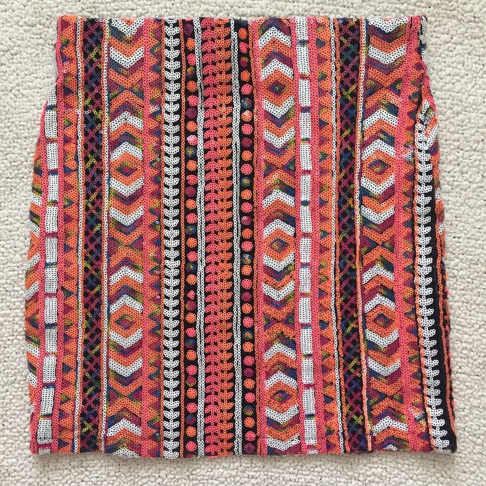 Aztec Sequin Pencil Skirt Small