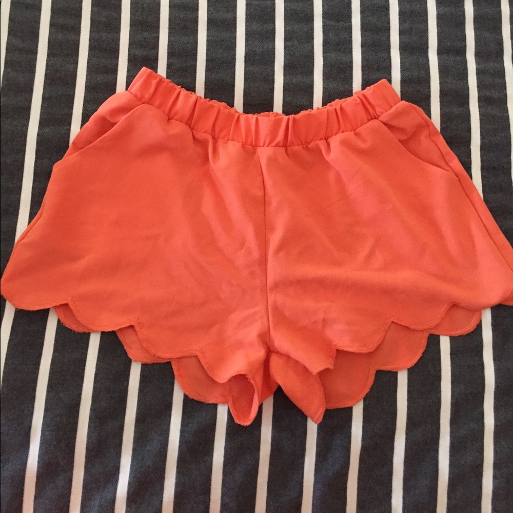 Orange Scalloped Shorts