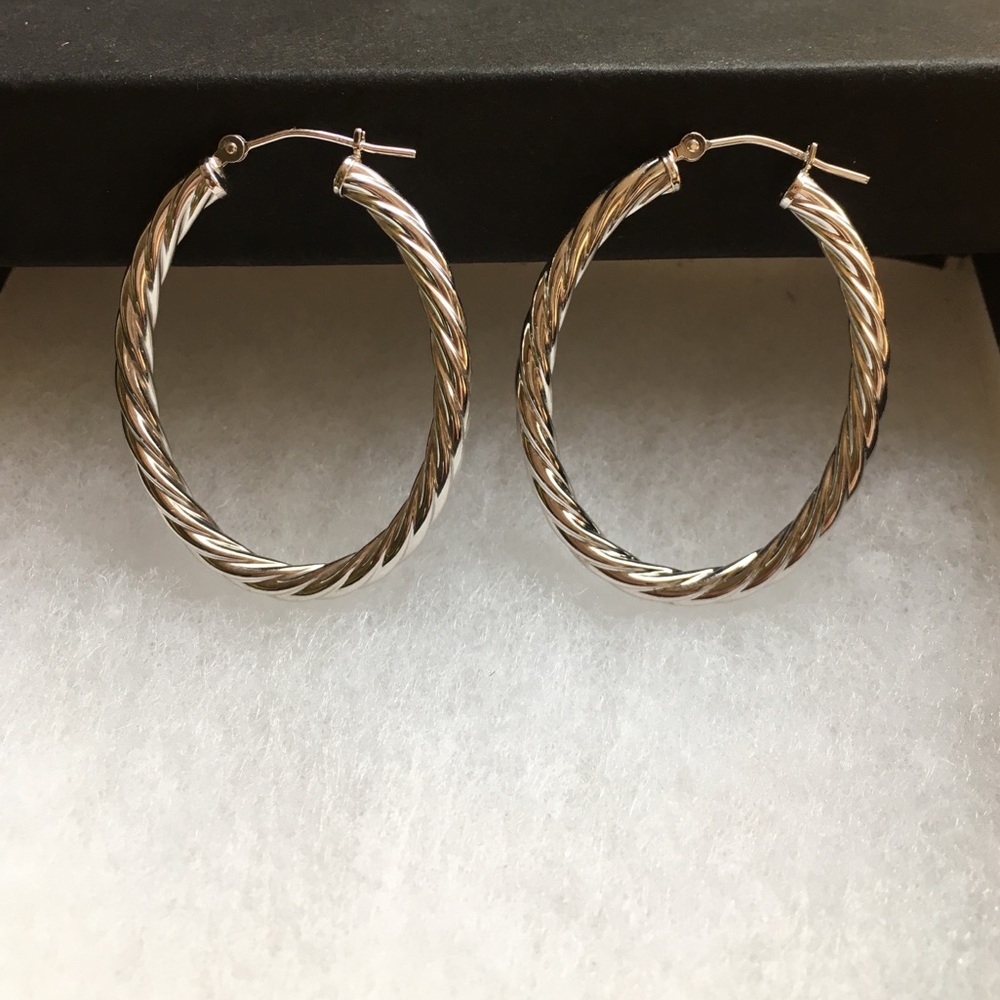 Silver rope teardrop earrings