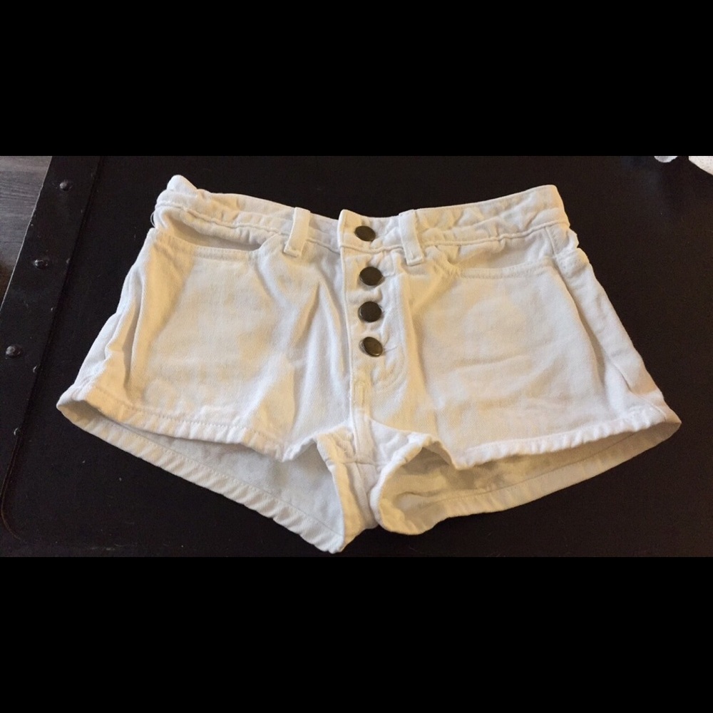 American Apparel white high waisted denim shorts