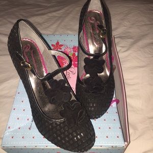 Poetic License Black Flower Heels