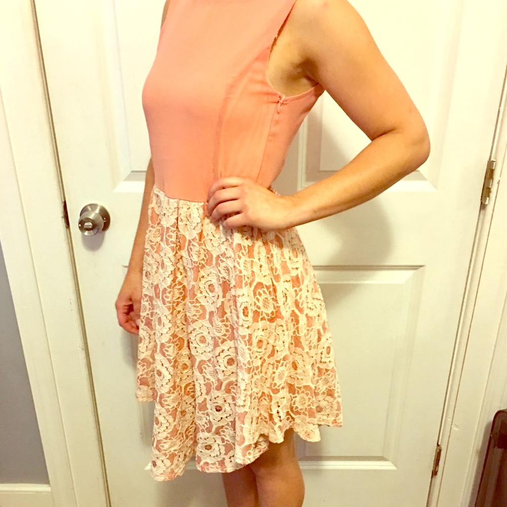 Lace dress w/low back and asymmetrical hem