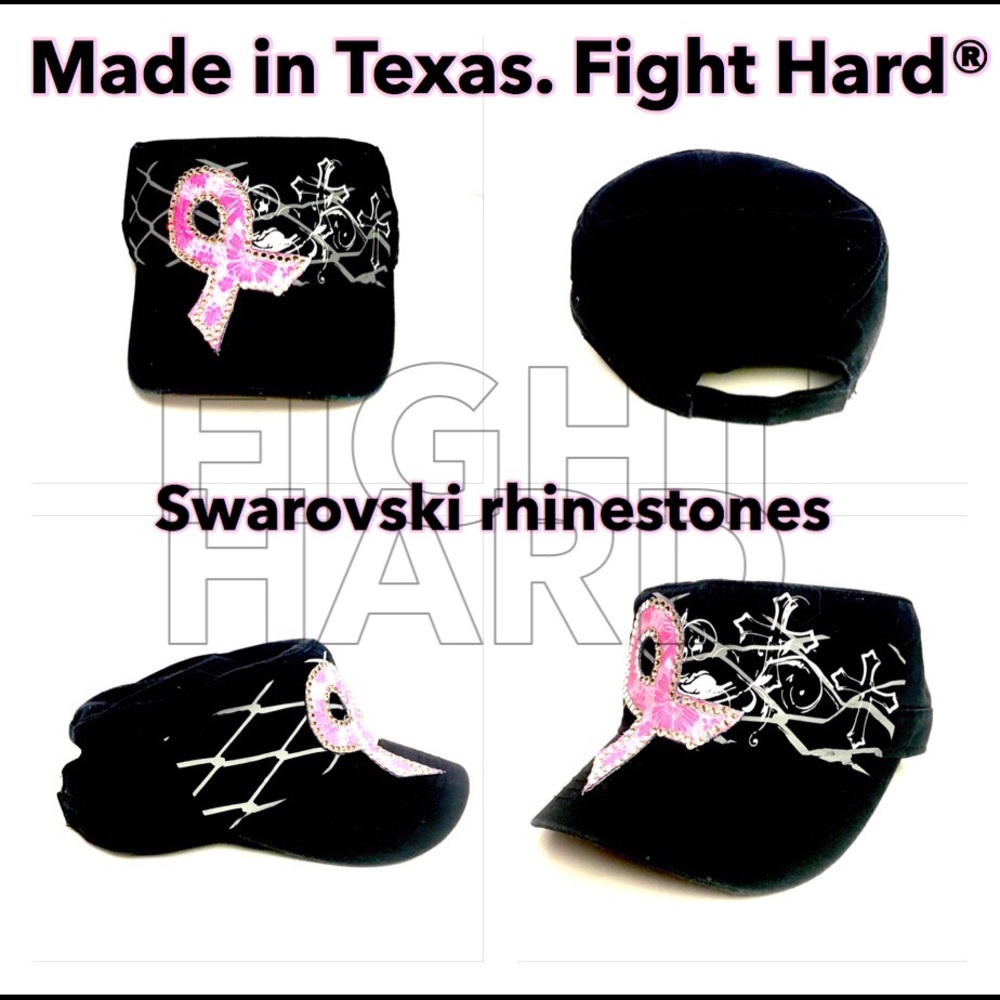 Fight Hard ladies black pink ribbon cap