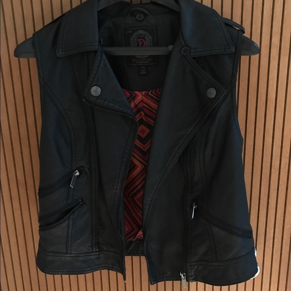 Black Pleather Motto Vest