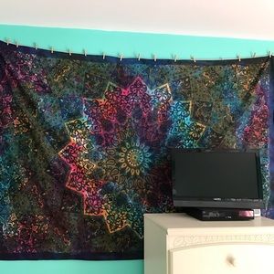 Rainbow Mandala Tapestry