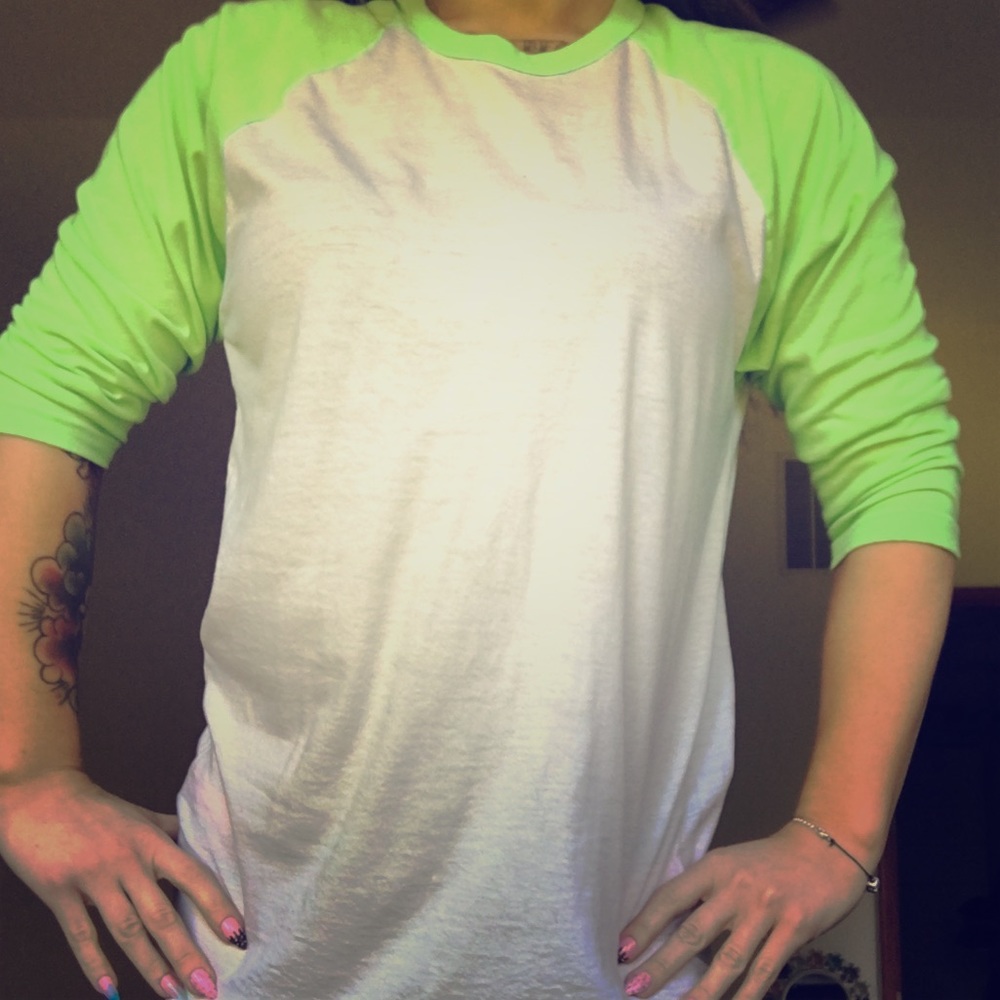 SOLD on FB🐸American Apparel neon green Raglan🐸