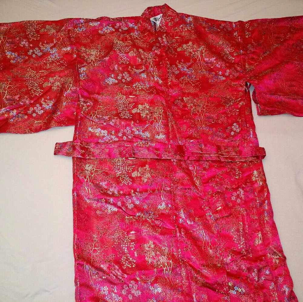Traditional Kimono Style Asian Embroidered Gown