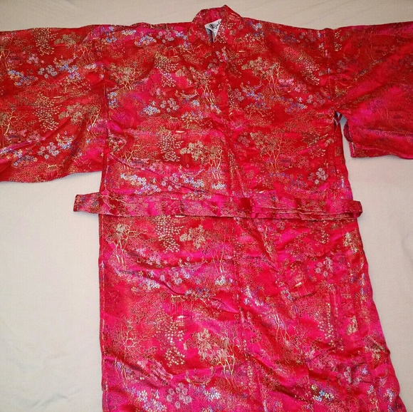 Traditional Kimono Style Asian Embroidered Gown - Picture 1 of 4