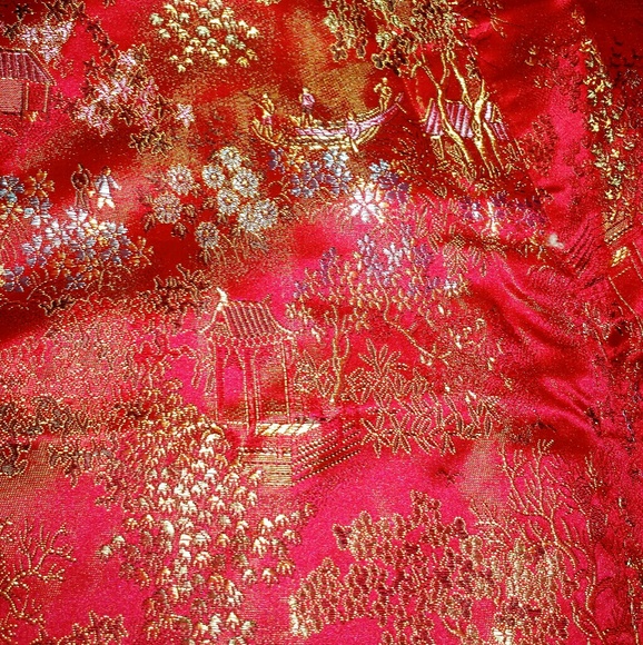 Traditional Kimono Style Asian Embroidered Gown - Picture 2 of 4