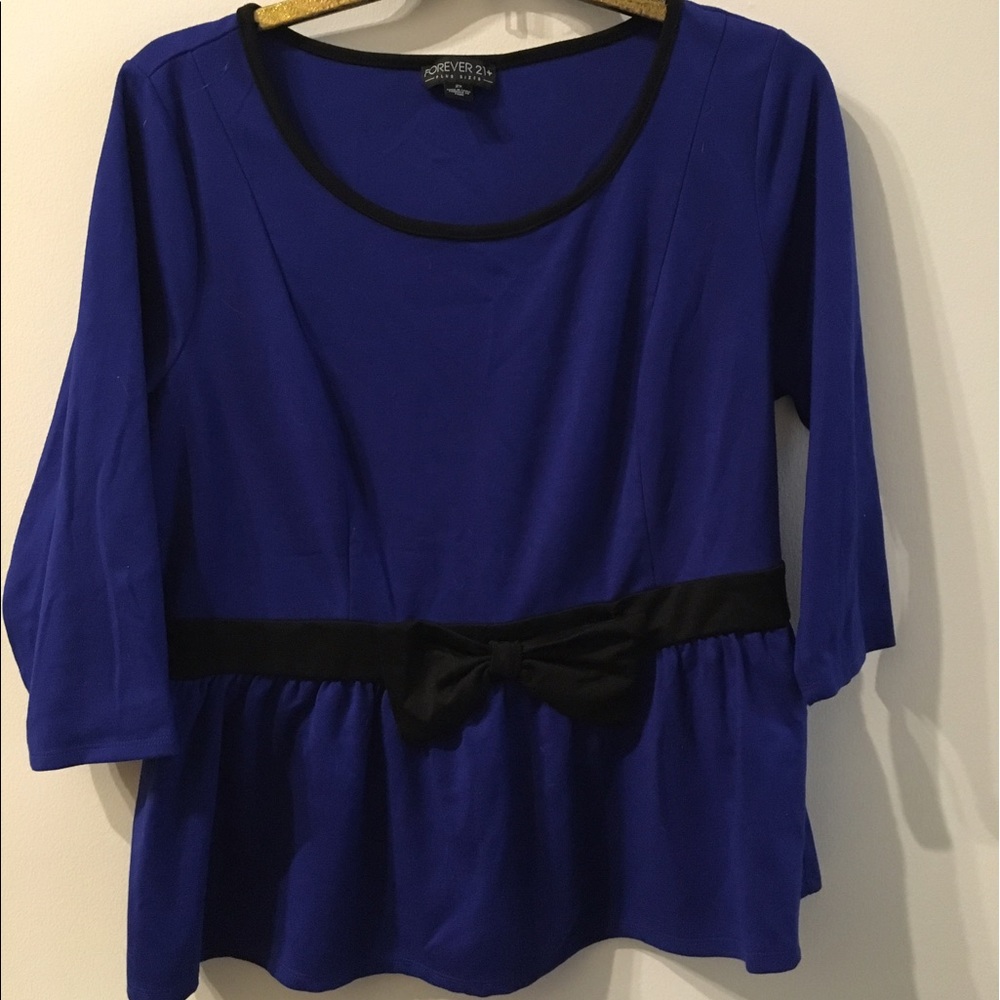 Blue & Black Peplum Top