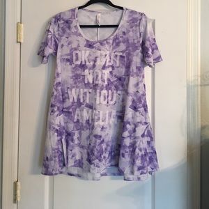 LuLaRoe Perfect t in a purple kaleidoscope print