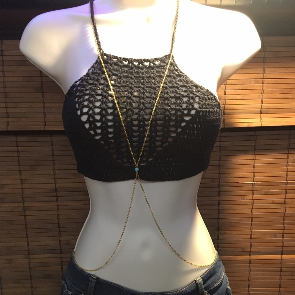 Blue brad body chain