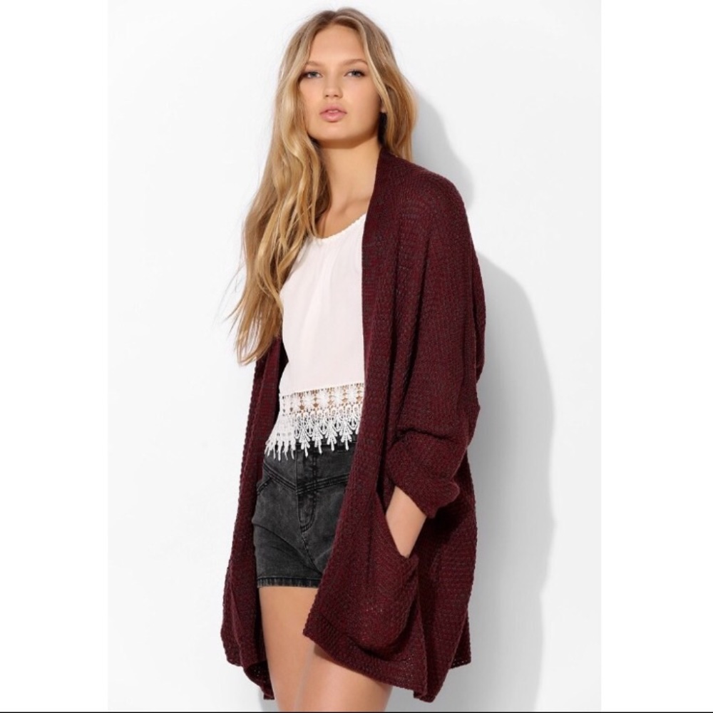 BDG Rolled Sleeve Open Cardigan