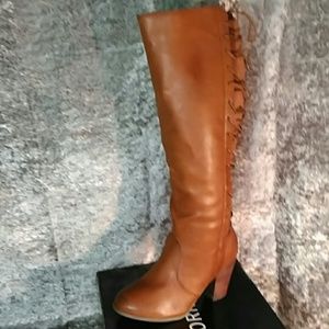 NWT Torrid Choco Lace Up Stretch Heeled Boot 7.5W