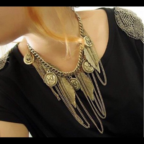 BOHO FEATHER ALLOY NECKLACE - Picture 1 of 1