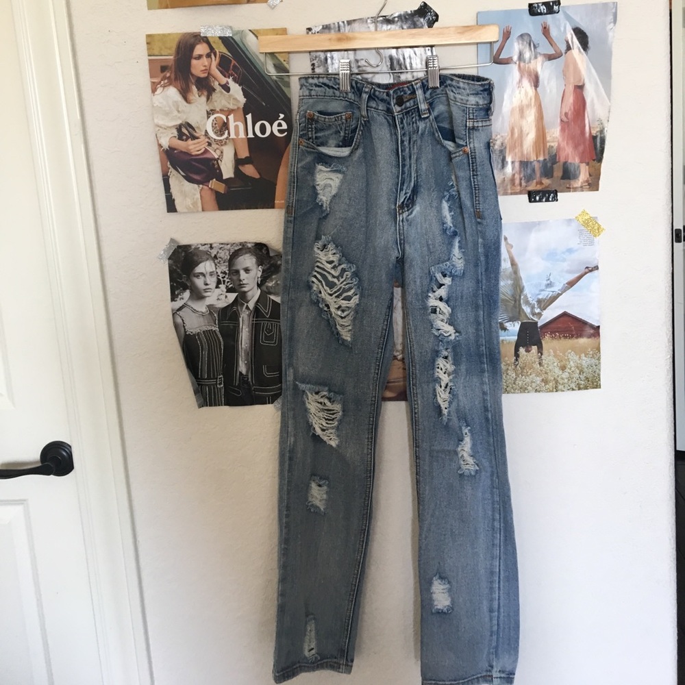 high waisted boyfriend jeans