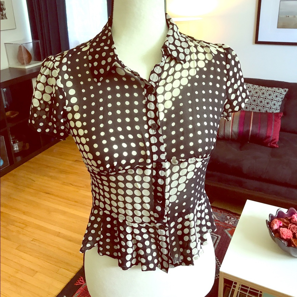 Ungaro 100 % Silk Peplum Blouse