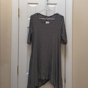 Navy blue and white striped dress