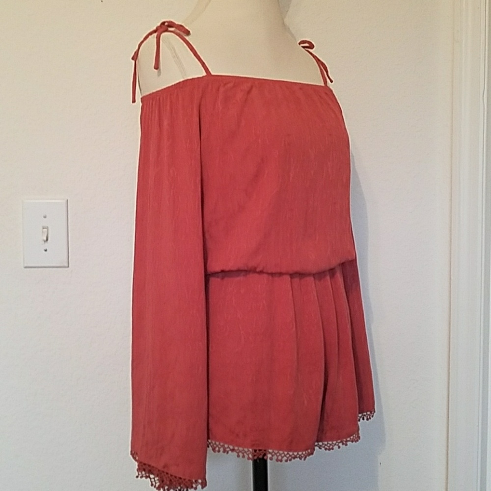 1 LEFT - Dusty Rose Off The Shoulder Romper - Picture 8 of 8