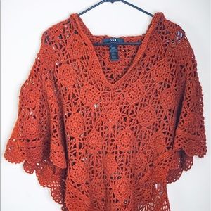 Rusted Orange Knitted Poncho