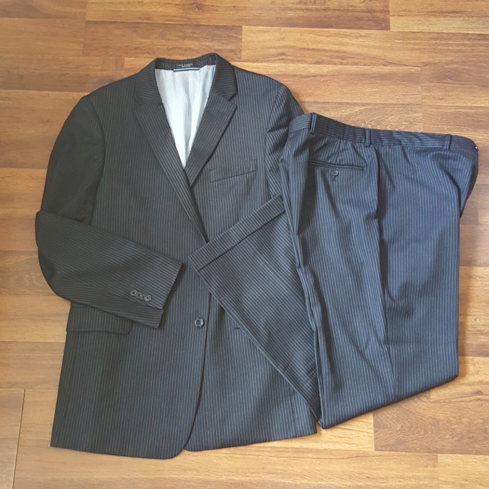 Tommy Hilfiger Navy Pin Stripe 2button Wool Suit - Picture 1 of 8