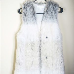 Multi-color grey/white/tan fur vest