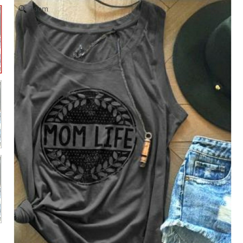 Mom Life Tank- charcoal