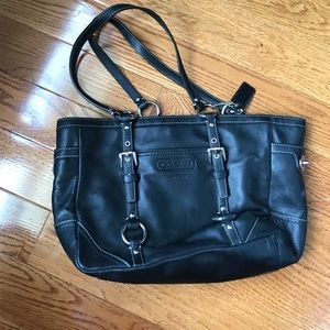 Black leather coach purse