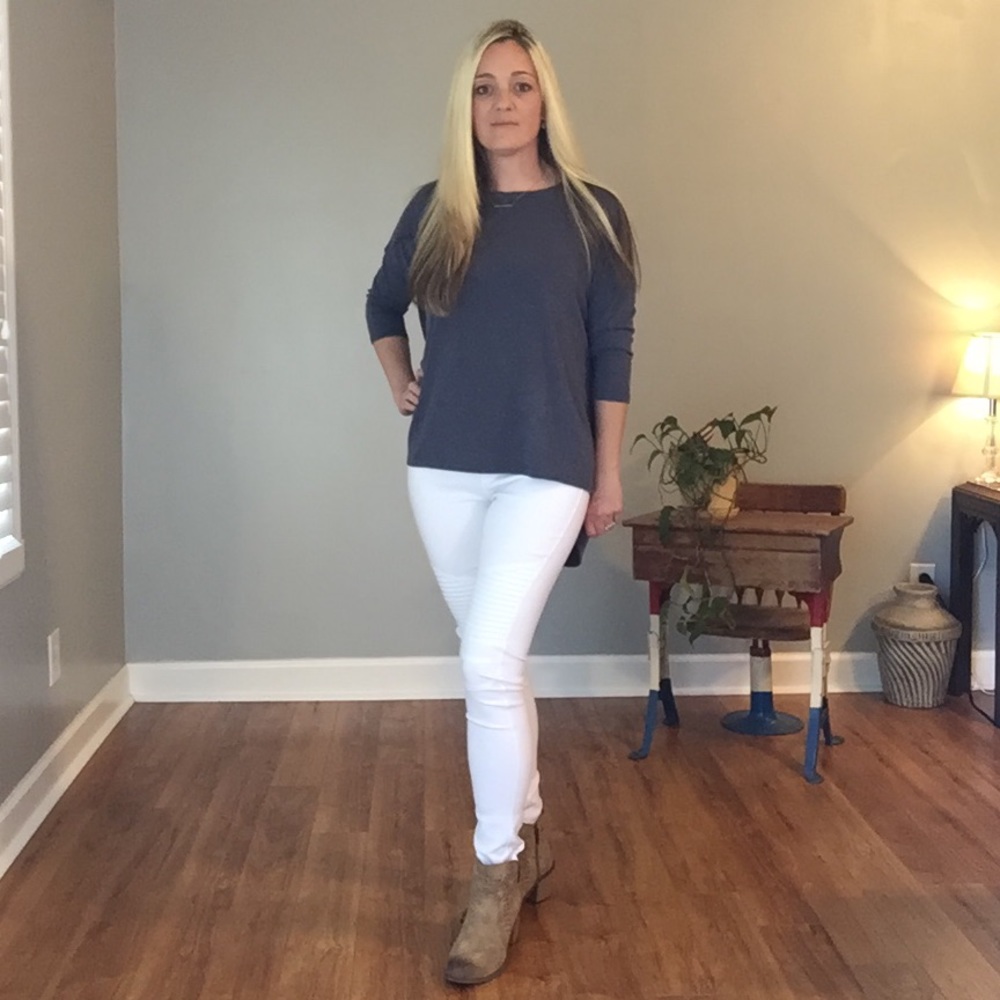 White Moto Jeggings - Picture 3 of 6