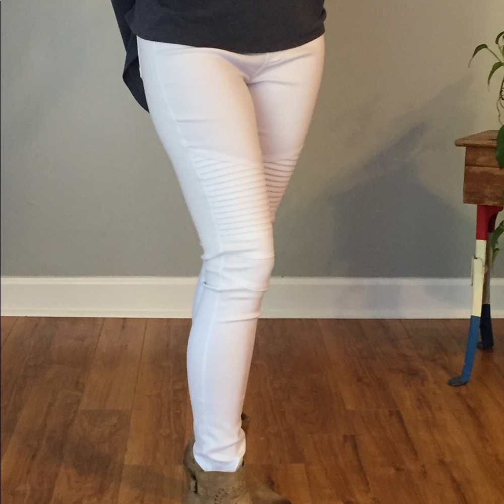 White Moto Jeggings - Picture 2 of 6