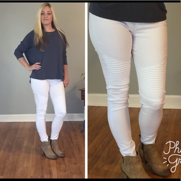 Bewitched Boutique Pants - White Moto Jeggings