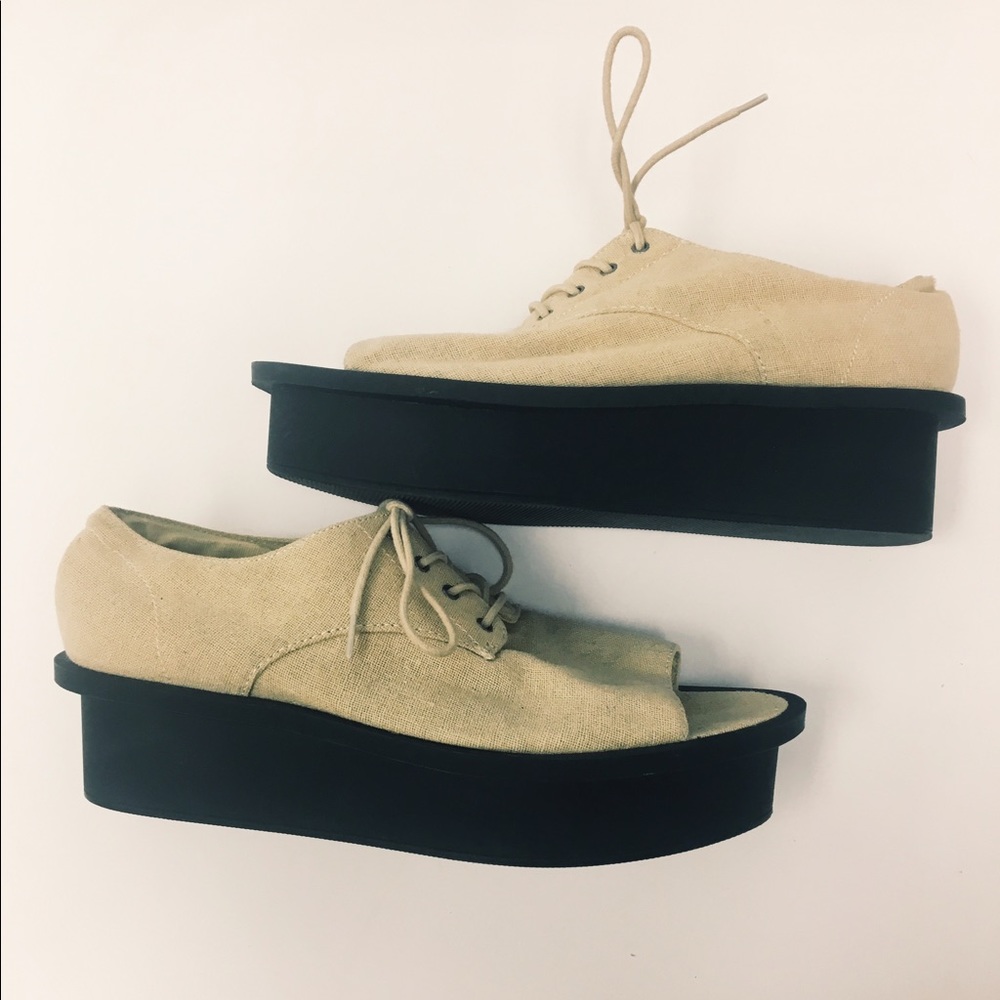 Cheap Monday peep toe linen shoes.