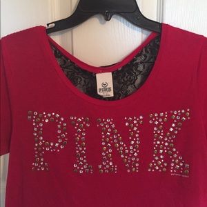 PINK lace back shirt