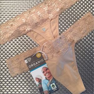 NEW w/Tags. PACT ORGANIC Lace Waist Thong. 2 Pack.
