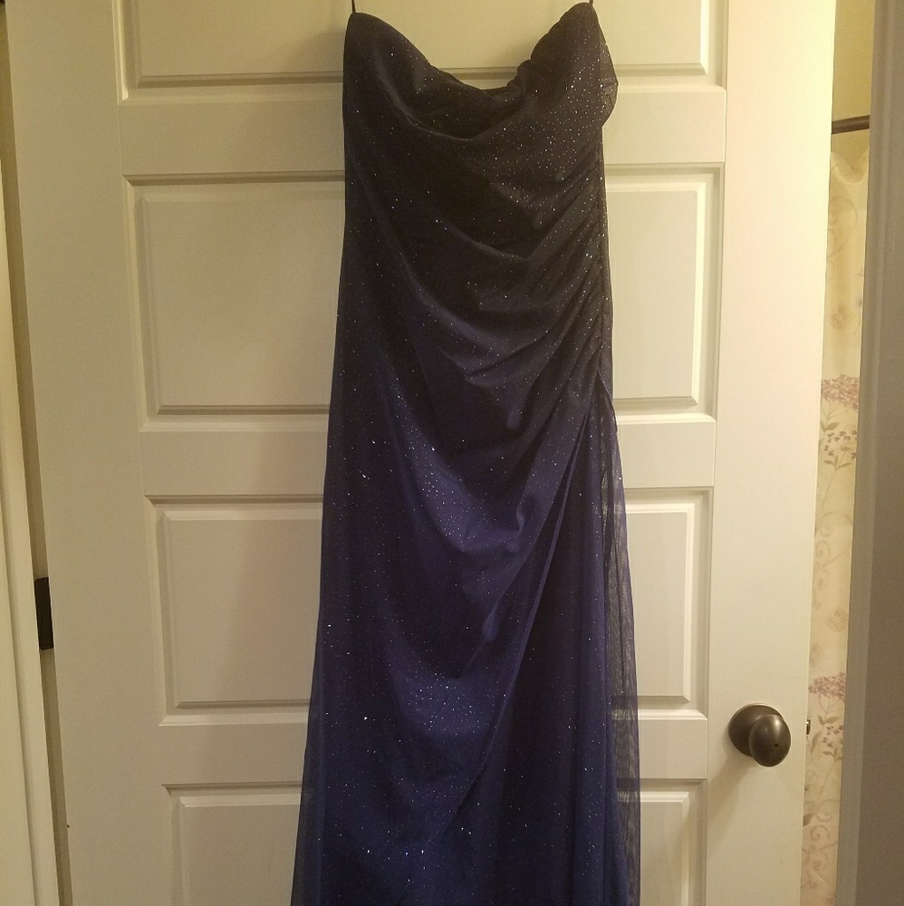 Midnight blue full-length formal or prom dress