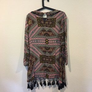 MINKPINK Dresses - Mink Pink long sleeve patterned tassel dress MINKPINK Dresses - Mink Pink long sleeve patterned tassel dress