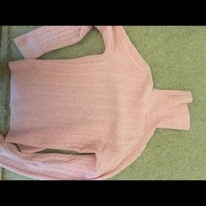 J Crew pink turtleneck cashmere blend