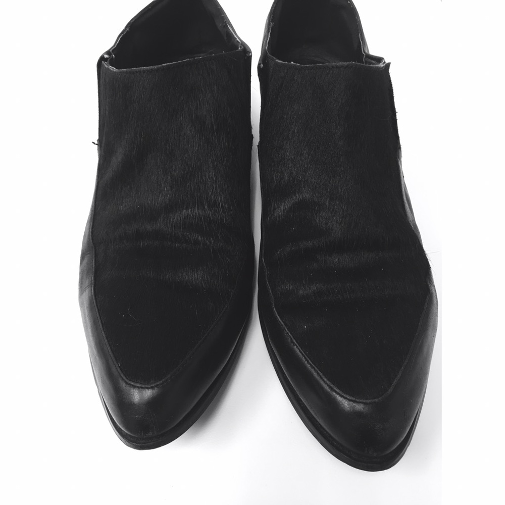 Pony hair ankle anklet boots by Silence + Noice.