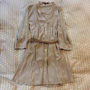 Tan shirt dress with belt
