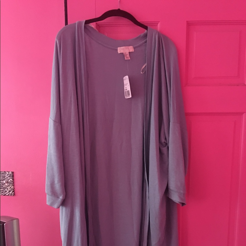 F21 LIGHT BLUE LONG LENGTH CARDIGAN W MIDI SLEEVES