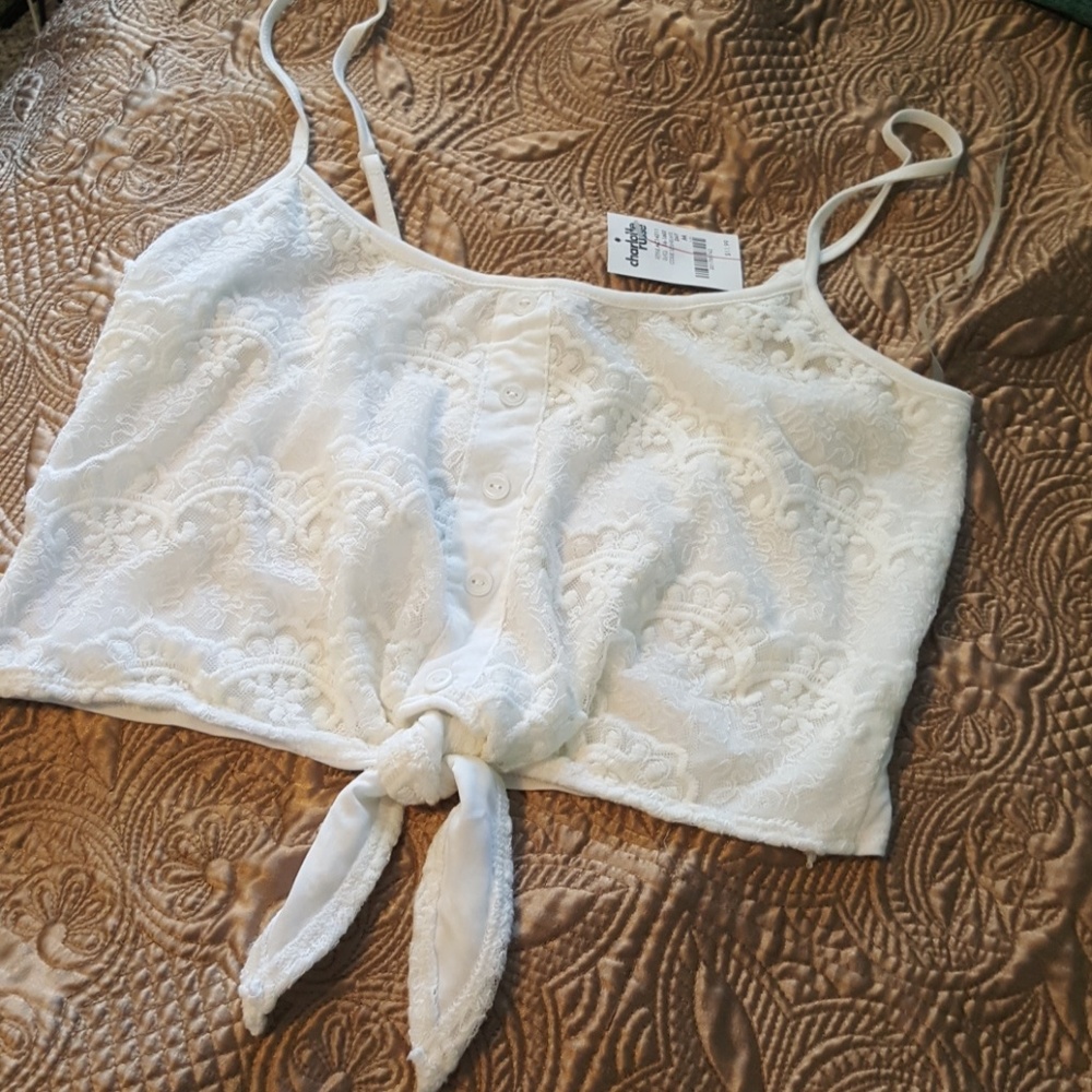 White lace crop top