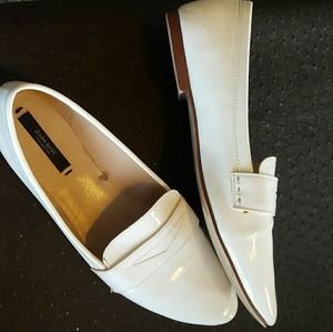 Zara white gloss loafers